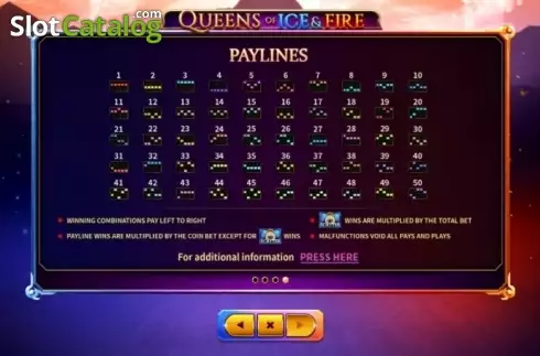 Paytable 4. Queens of Ice and Fire slot