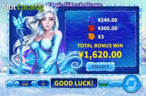 Bonus Game Win Screen. Snowfall Queen slot