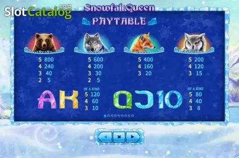 Paytable 1. Snowfall Queen slot