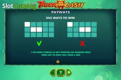 Paytable 3. Tiger Cash slot