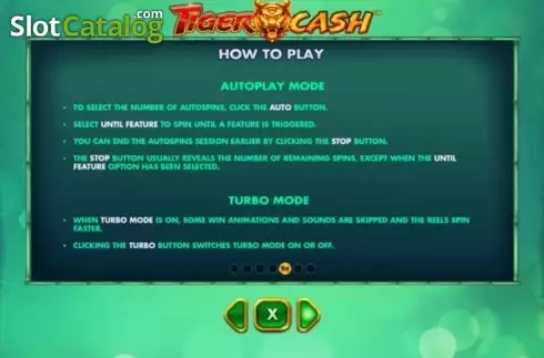 Paytable 5. Tiger Cash slot