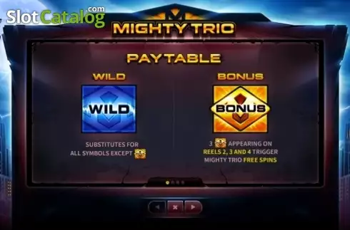 Paytable 1. Mighty Trio slot
