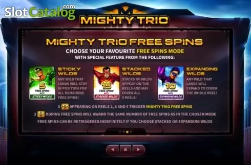 Paytable 3. Mighty Trio slot