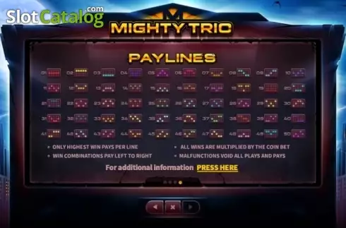 Paytable 4. Mighty Trio slot
