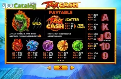 Paytable 1. T-Rex Cash slot