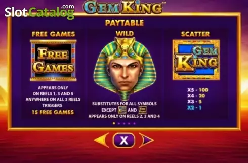 Paytable 1. Gem King slot