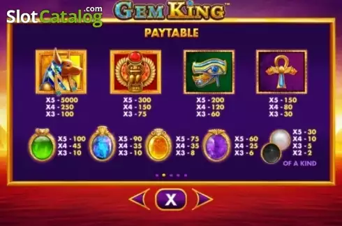 Paytable 3. Gem King slot