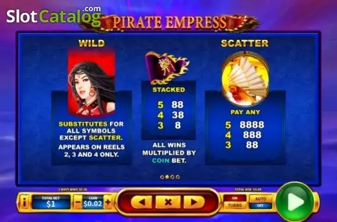 Paytable 2. Pirate Empress slot