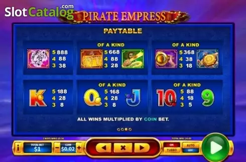 Paytable 3. Pirate Empress slot