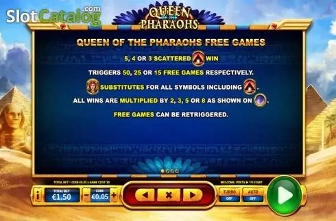 Bildschirm8. Queen of the Pharaohs slot
