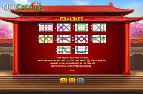 Paylines. Fortune Lions (Skywind Group) slot