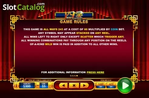 Game Rules. Si Ling slot