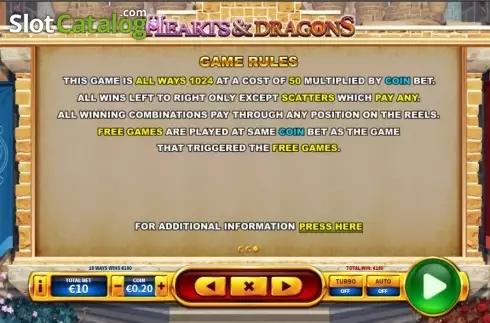 Game Rules. Hearts and Dragons slot