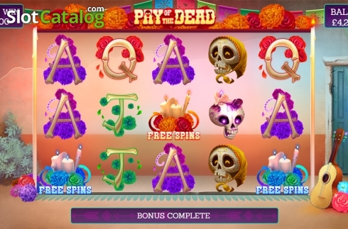 Free spins intro screen. Pay of the Dead slot