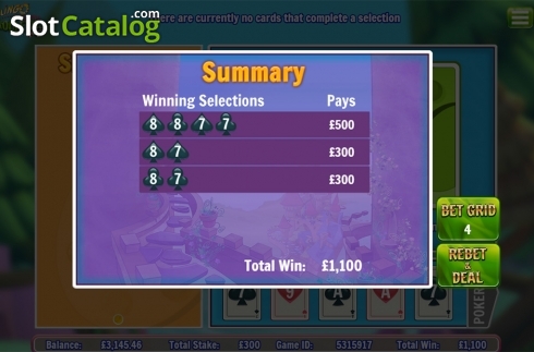 Total win screen. Slingo Shuffle Roulette slot
