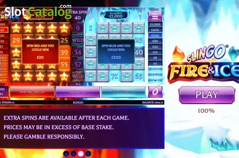 Bildschirm2. Slingo Fire and Ice slot