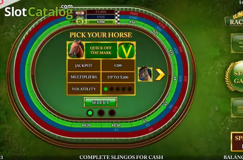 Game Screen 2. Slingo Racing slot