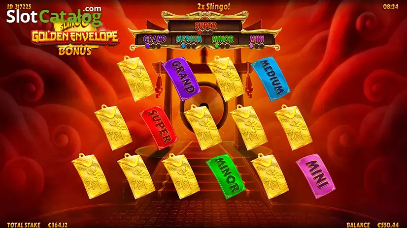 Slingo Golden Envelope Full House Bonus Gameplay Screen