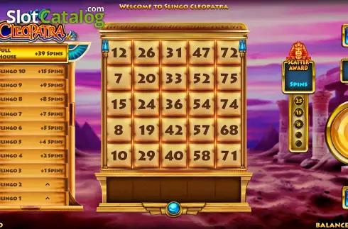Game Screen. Slingo Cleopatra slot