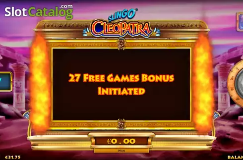 Free Spins Win Screen. Slingo Cleopatra slot