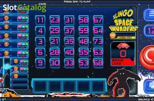 Game Screen. Slingo Space Invaders slot