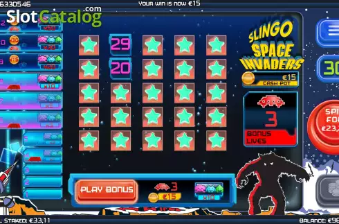 Bildschirm7. Slingo Space Invaders slot