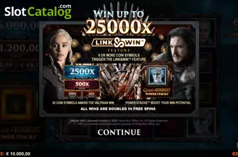 Captura de tela2. Game of Thrones Power Stacks slot