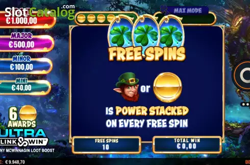 Free Spins Win Screen. Spinny McWinnagin Loot Boost slot