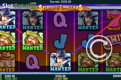 Win Screen. A Spinfull of Dollars slot