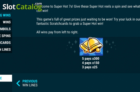 Paytable 1. Super Hot 7s (Slot Factory) slot