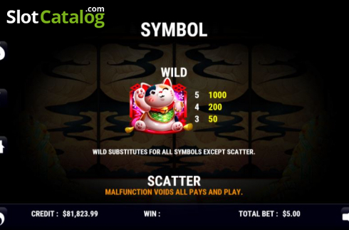 Features screen 1. Lucky Cat Party slot