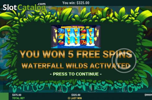 FS win screen. Waterfall Wins slot