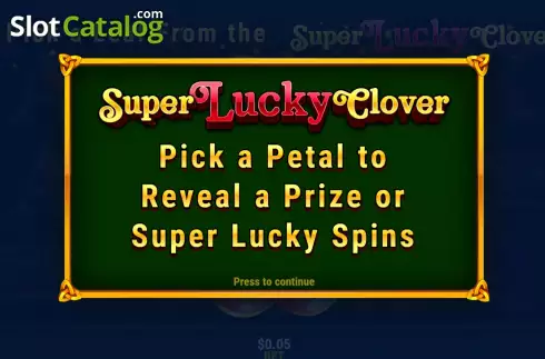 Bonus Game screen. Super Clover Spins slot