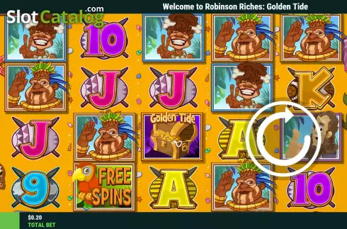 Reel screen. Robinson Riches Golden Tide slot