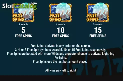 Free Spins screen. Will of the Gods slot