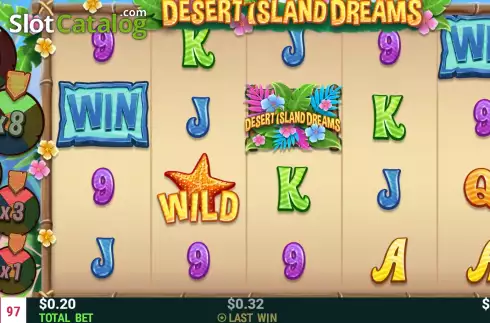 Win Screen. Desert Island Dreams slot