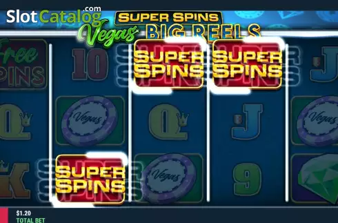 Free Spins screen. Super Spins Vegas Big Reels slot