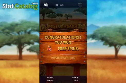 Free Spin Win Screen. King of Safari slot