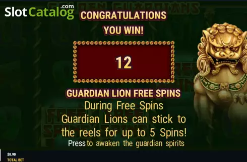 Free Spins Win Screen 2. Golden Guardians slot