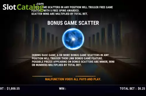 Bonus Game scatter screen. Thor's Thunder (Slot Factory) slot