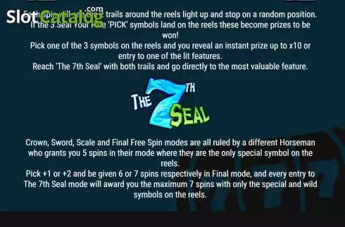Free Spin modes screen. The 7th Seal slot