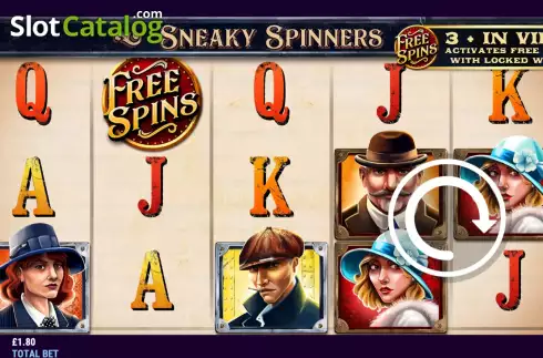 Game screen. Sneaky Spinners slot