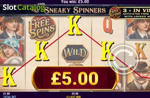 Win screen. Sneaky Spinners slot