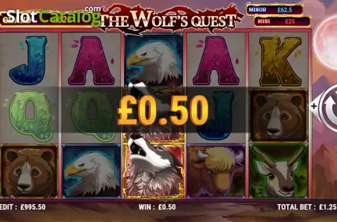 Win screen. The Wolf's Quest slot