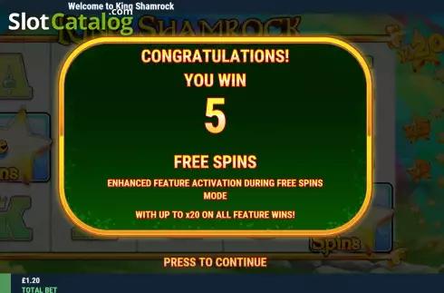 Free Spins screen 2. King Shamrock slot