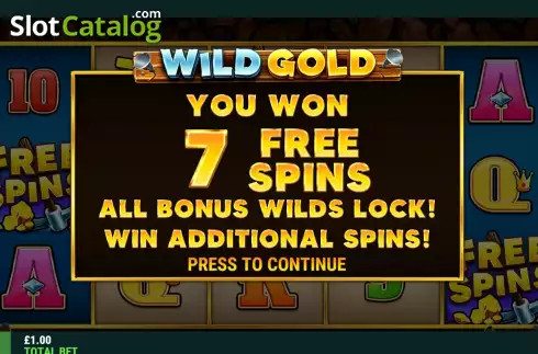 Free Spins screen. Wild Gold (Slot Factory) slot