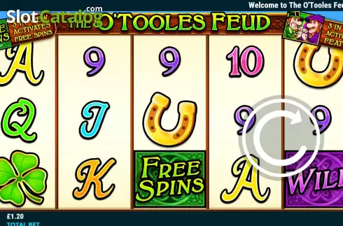 Game screen. The O'Tooles Feud slot