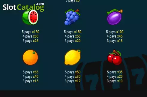Paytable screen 2. Reel Fruity Bingo slot