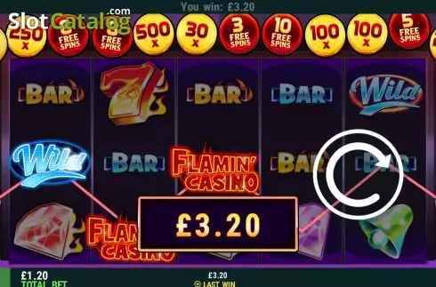 Win screen. Flamin Casino slot