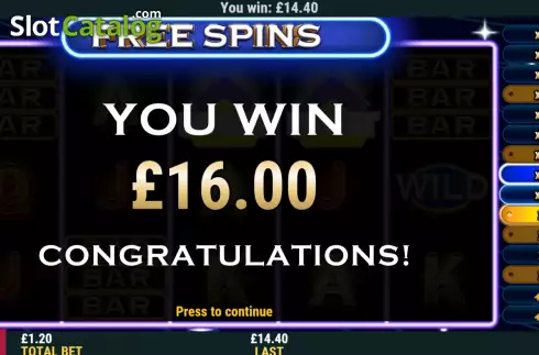 Win Free Spins screen. Race To The Top slot